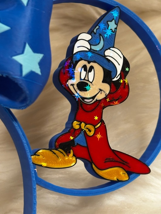 Hand Crafted Blue Sorcerer Mouse Ear Headband with Star Bow - Picture 7 of 12